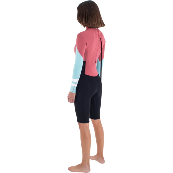 2025 Hurley Femmes Air 2mm Mid Manches Longues Back Zip Shorty Combinaison Néoprène WSS0014232 - Spiced Coral